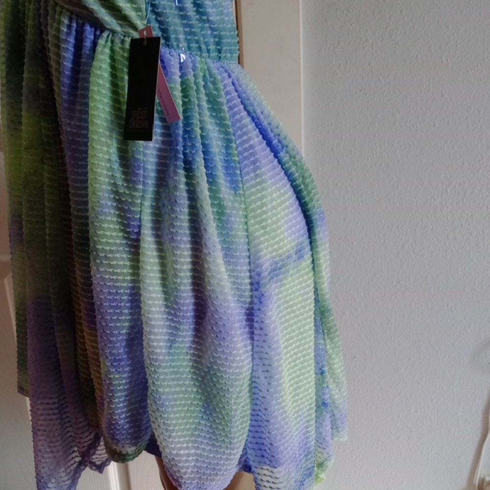 wild fable Pastel Gradient Pleated Dress (Green, Lavender, Pink) - Picture 6 of 11